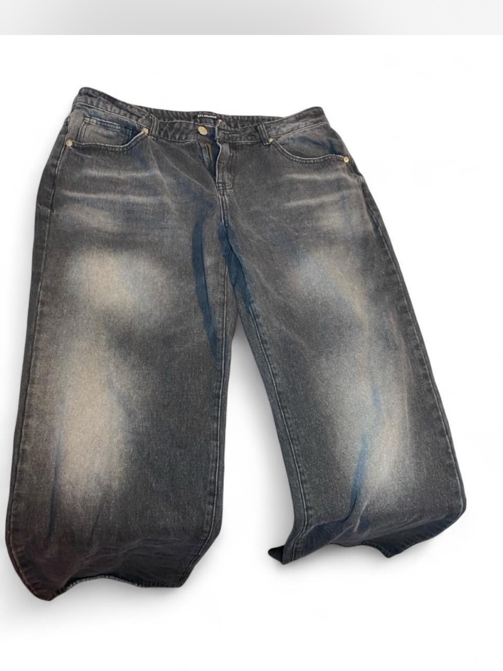 Women’s Washed Black Denim Jeans - Casual Straight Fit